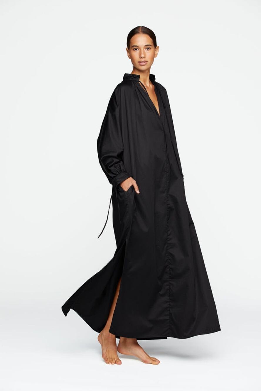 NWT Mikoh Hawae Caftan Maxi Dress Black 1 Small S